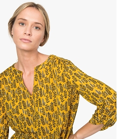 tee-shirt femme imprime a manches 34 en polyester recycle imprimeA518101_2