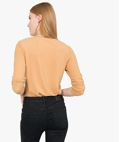 tee-shirt femme extra doux a col v paillete orangeA518501_3