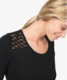 tee-shirt femme a manches 34 contenant du coton bio noirA518701_2