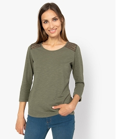 tee-shirt femme a manches 34 contenant du coton bio vertA519001_1
