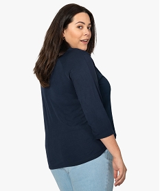 tee-shirt femme bi-matieres avec decollete en dentelle bleuA519501_3