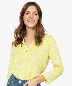 tee-shirt femme imprime a manches 34 en polyester recycle imprimeA519801_2