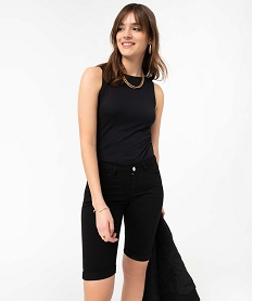 GEMO Débardeur femme uni col rond noir standard