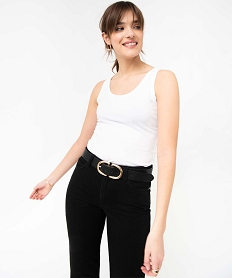 GEMO Débardeur femme uni col rond blanc standard