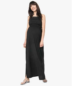 robe de grossesse longue a bretelles et taille empire noirA526101_1