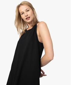 GEMO Robe femme forme trapèze à fines bretelles noir vif