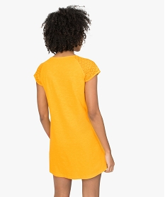 robe femme avec manches en dentelle contenant du coton bio jauneA527501_3