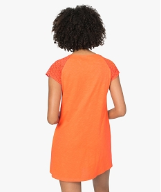 robe femme avec manches en dentelle contenant du coton bio orangeA527601_3