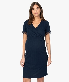 robe de grossesse en maille cotelee extensible bleuA527701_1