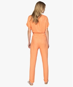 combinaison femme fluide a taille ajustable orange pantacourts et shortsA528801_3