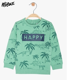 GEMO Sweat bébé garçon à motifs en coton bio Vert