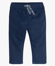 GEMO Pantalon bébé garçon en coton avec taille élastiquée Bleu