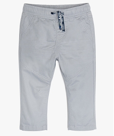 pantalon bebe garcon en coton avec taille elastiquee grisA531701_1