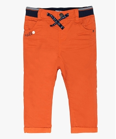 GEMO Pantalon bébé garçon confortable en toile doublée Orange