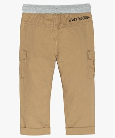 pantalon bebe garcon cargo en coton fin et taille elastique beigeA532701_2