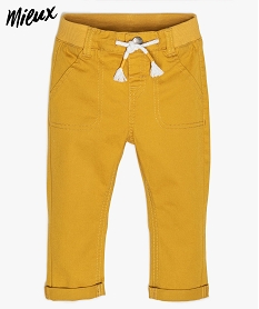 GEMO Pantalon bébé garçon en coton bio strech Jaune