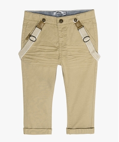 GEMO Pantalon bébé garçon chino avec bretelles amovibles Beige