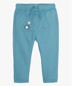 pantalon bebe garcon en coton et lin - lulu castagnette bleuA533401_1