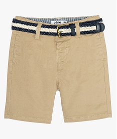 GEMO Bermuda bébé garçon avec ceinture tressée beige standard