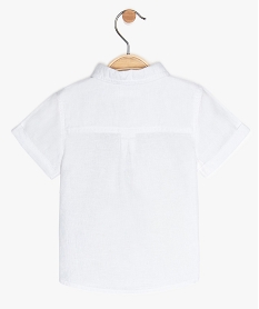 chemise bebe garcon a manches courtes contenant du lin beigeA535101_2