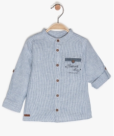 chemise bebe garcon rayee en coton-lin imprimeA535401_1