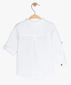 chemise bebe garcon avec col rond et manches retroussables blancA535501_2