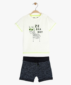 GEMO Ensemble bébé garçon 2 pièces : short chiné + tee-shirt imprimé Multicolore