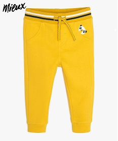 pantalon bebe garcon en coton bio avec taille fantaisie jauneA537101_1