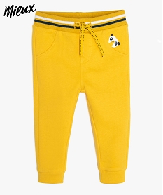 GEMO Pantalon bébé garçon en coton bio avec taille fantaisie Jaune