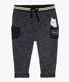 GEMO Pantalon de jogging bébé garçon avec petite peluche Gris