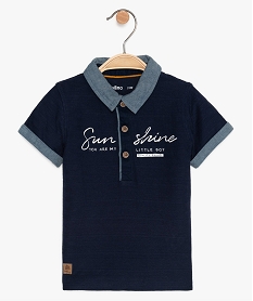 polo bebe garcon avec col chemise et inscriptions bleuA539401_1