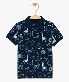 GEMO Polo bébé garçon imprimé 100% coton biologique à motifs animaux all over Bleu