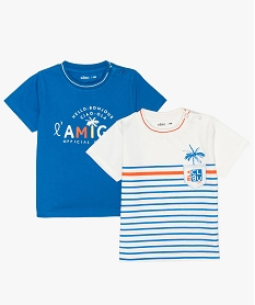 GEMO Tee-shirt bébé garçon imprimés devant (lot de 2) Multicolore