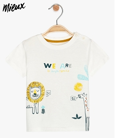 tee-shirt bebe garcon imprime jungle en coton biologique blanc tee-shirts manches courtesA541401_1