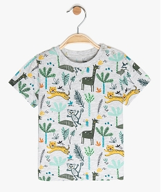 GEMO Tee-shirt bébé garçon avec coton bio motif tropical Gris