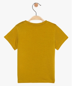 tee-shirt bebe garcon motif felin en coton biologique jauneA541601_2