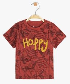 tee-shirt bebe garcon en coton biologique motif feuillage rougeA541701_1