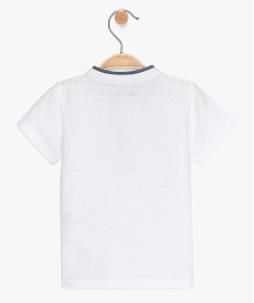 tee-shirt bebe garcon avec col tunisien bicolore blancA541801_2