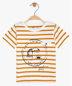 tee-shirt bebe garcon raye avec motif toucan imprimeA542001_1