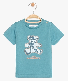 tee-shirt bebe garcon avec motif sur lavant - lulu castagnette bleu tee-shirts manches courtesA542101_1