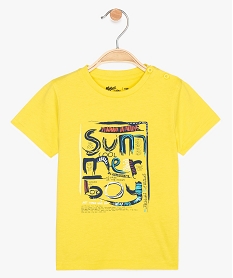 tee-shirt bebe garcon en coton bio avec motif jauneA542901_1