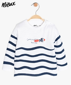 GEMO Tee-shirt bébé garçon imprimé fantaisie blanc chine