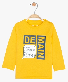 GEMO Tee-shirt bébé garçon à manches longues à motif Jaune