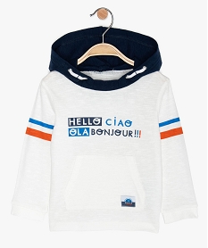 GEMO Tee-shirt bébé garçon à capuche en coton texturé Blanc