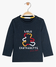 tee-shirt bebe garcon chine a motif bouclette - lulu castagnette bleu tee-shirts manches longuesA545001_1