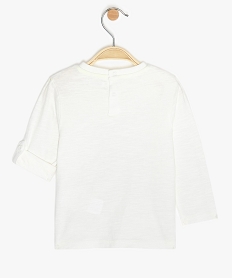 tee-shirt bebe garcon motif zebre a manches retroussables blancA545101_2