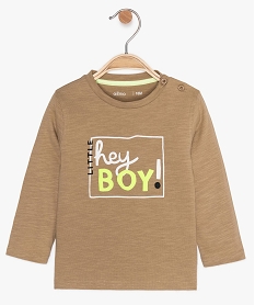 GEMO Tee-shirt bébé garçon à manches longues imprimé fluo Beige