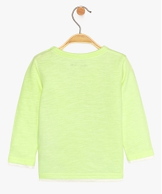tee-shirt bebe garcon effet 2 en 1 avec broderie sur lavant vert tee-shirts manches longuesA545301_2