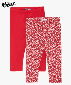 GEMO Legging bébé fille long en coton bio  (lot de 2) Rouge