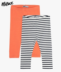 legging bebe fille long en coton bio  (lot de 2) orange leggingsA546401_1